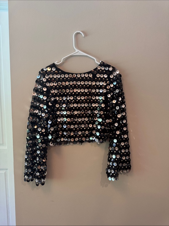 12th Tribe Tops - 12th Tribe Black Sequin Embellished Cropped Top